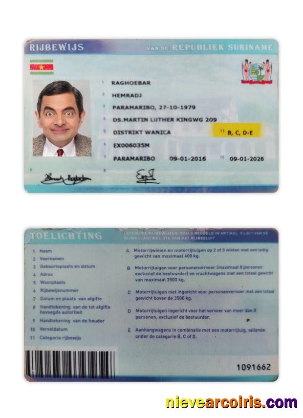Suriname driving license